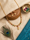 Gold-Plated Multicolor Kundan & Pearl Drop Delicate Necklace Set