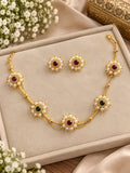 Elegant Pearl Floral Necklace & Matching Earrings Set