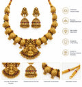 Traditional Temple Jewellery Necklace Set with Goddess Pendant & Jhumka Earrings