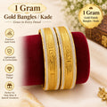 1 Gram Gold Finish Designer Bangles / Kade – Traditional Engraved Pattern, pair of 2 bangles