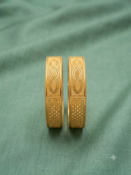 1 Gram Gold-Plated Designer Kade | Traditional Wide Bangles,pair of 2 bangles