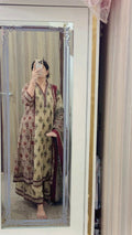 Heavy Flared Anarkali Suit with Mirror Neck Work, Side Pocket, and Heavy Divider Palazzo