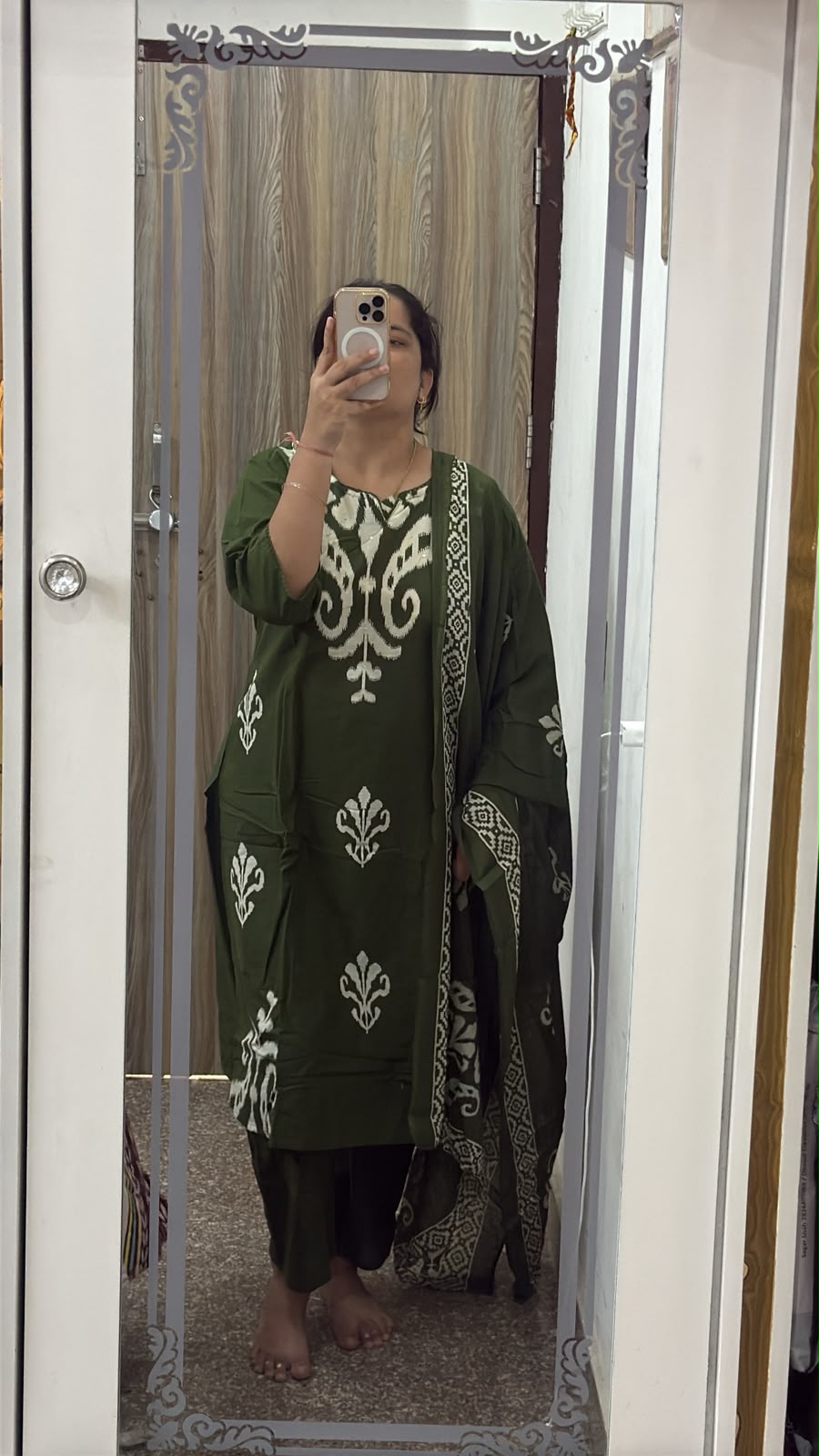 Pure Cotton Ikat Print Suit – 3-Piece Ethnic Set