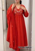 3-piece embroidered Mirror-Work Anarkali Suit Set