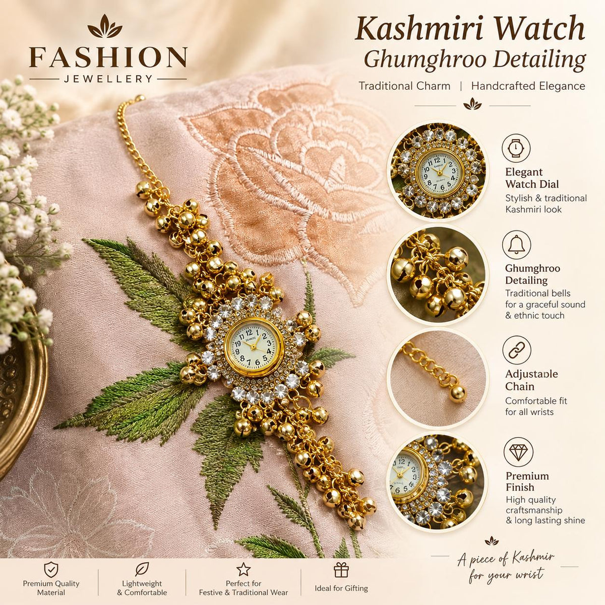 Kashmiri Watch with Ghungroo Detailing