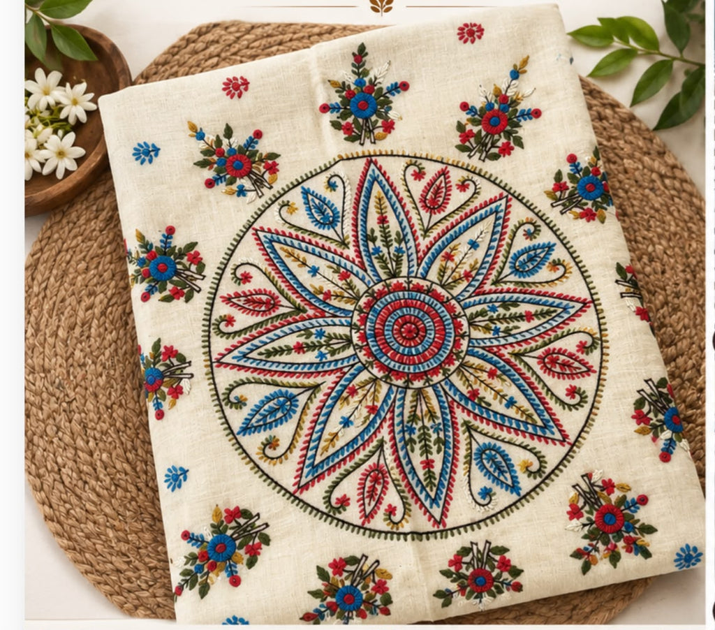 katha handwork saree