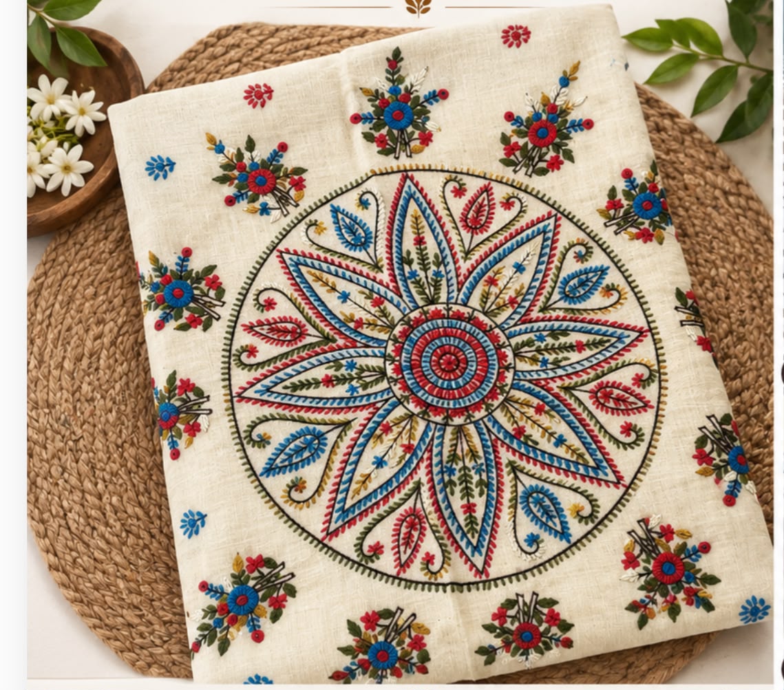 katha handwork saree